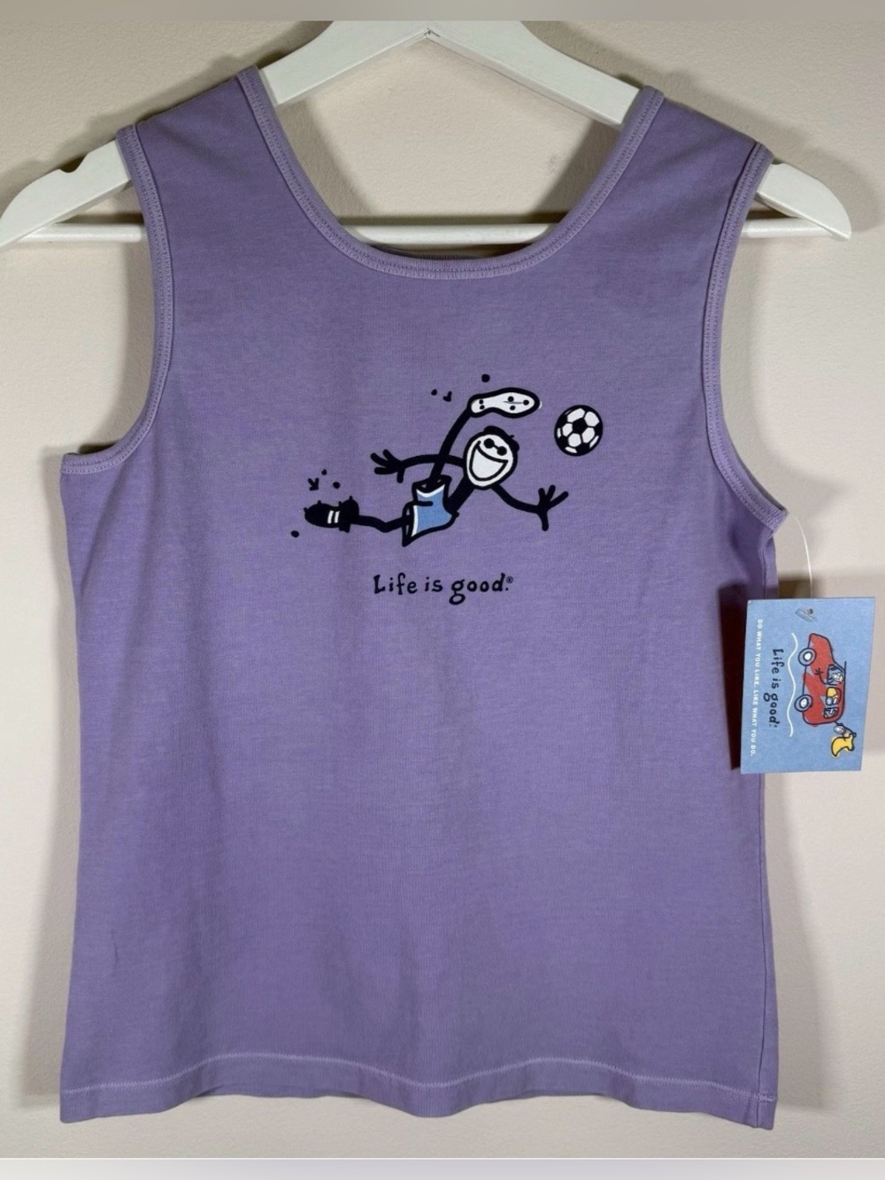 NWT Life Is Good Women's Fitted Purple Tank Top Soccer Football M